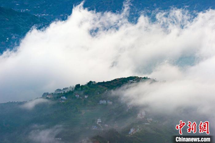 風(fēng)吹云海浮波?！±子?攝