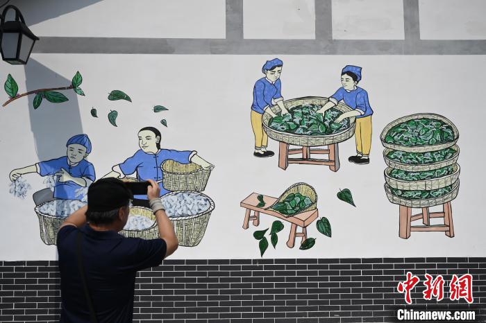6月23日，媒體記者在四川武勝縣蠶?，F(xiàn)代農(nóng)業(yè)園區(qū)參觀一處墻繪?！埮d龍 攝