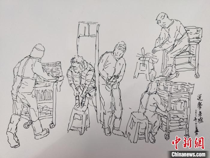 秦樹林創(chuàng)作的《隔離畫記》。　成都雙流區(qū)融媒體中心供圖
