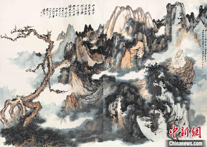 張大千《黃山奇松通景》。拍賣行供圖