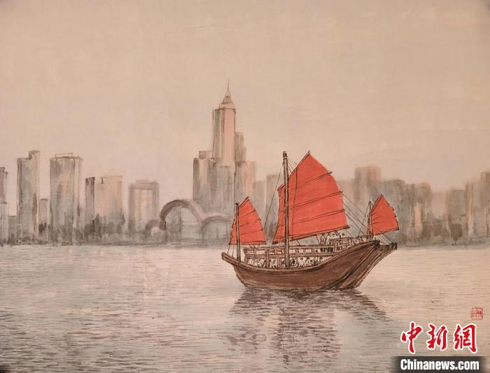 朱潔儀畫作《同舟共濟》?！≌褂[組委會供圖