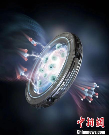 通過電化學(xué)耦合生物發(fā)酵實(shí)現(xiàn)將二氧化碳和水轉(zhuǎn)化為長鏈產(chǎn)品的示意圖?！⊙芯繄F(tuán)隊(duì) 供圖