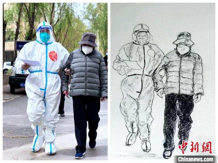 圖為一名“大白”攙扶著老人?！∏嗪Ｊ∽匀毁Y源廳 供圖