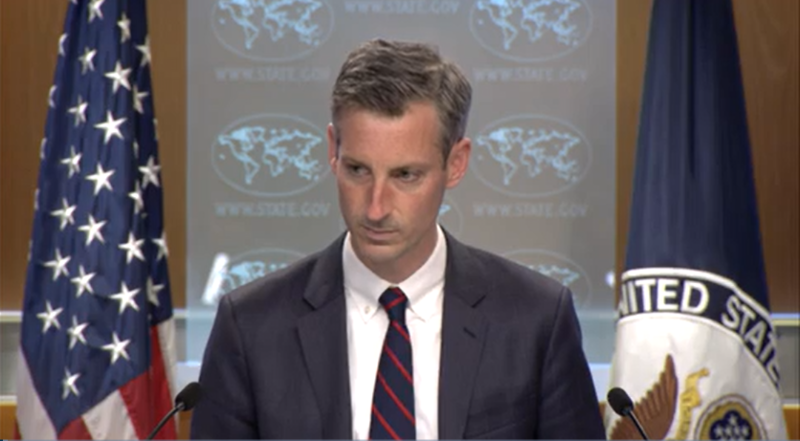 當(dāng)?shù)貢r(shí)間5月10日，美國(guó)國(guó)務(wù)院發(fā)言人內(nèi)德·普萊斯，視頻截圖。.png