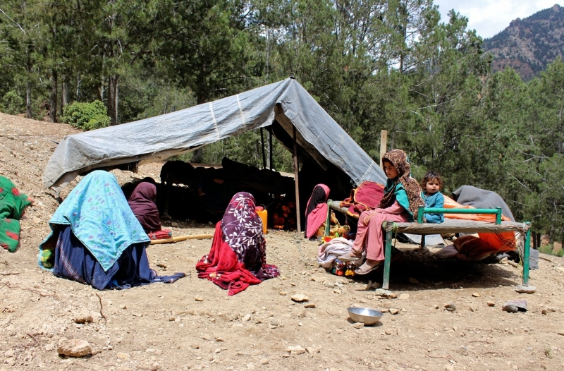 6月22日，阿富汗霍斯特省，阿富汗人的家被地震摧毀，在空地搭起臨時(shí)帳篷。(圖源：美聯(lián)社)