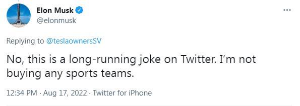 圖片來源：特斯拉CEO馬斯克在社交平臺發(fā)文截圖。