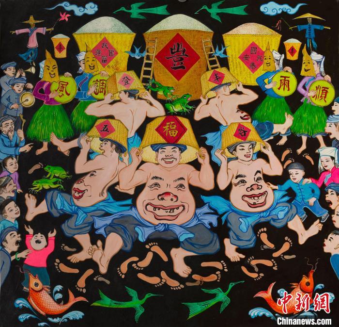 壯族農(nóng)民畫作放異彩成廣西邊境新農(nóng)村亮麗風景