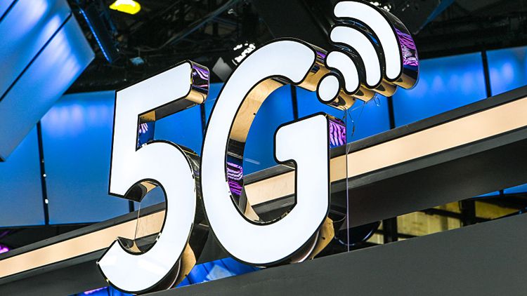 資料圖，2021上海世界移動展，5G標志。圖片來源：視覺中國