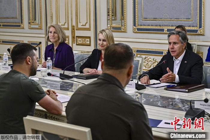 2022年9月8日，美國國務卿布林肯會見烏克蘭總統(tǒng)澤連斯基。