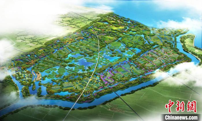 十八聯(lián)圩生態(tài)濕地蓄洪區(qū)鳥瞰效果圖?！『戏适兴畡?wù)局供圖