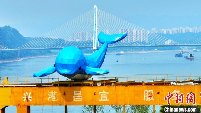 “江豚躍龍門”成為宜昌新地標(biāo)?！≈苄橇?攝