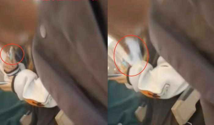 網(wǎng)傳乘客在高鐵上吸電子煙視頻截圖。