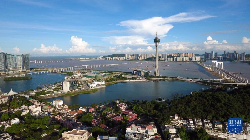 這是澳門西灣湖一帶景色（2019年7月1日攝，無人機(jī)照片）。新華社發(fā)（梁建華攝）
