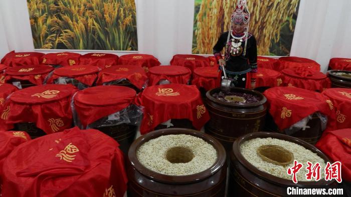 圖為藍(lán)春花在酒廠查看最新釀造的米酒?！∮浾呷A山 攝