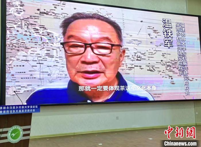 溫鐵軍作題為《“三茶統(tǒng)籌”新階段新理念解讀》的視頻主題報告?！稳糨?　攝