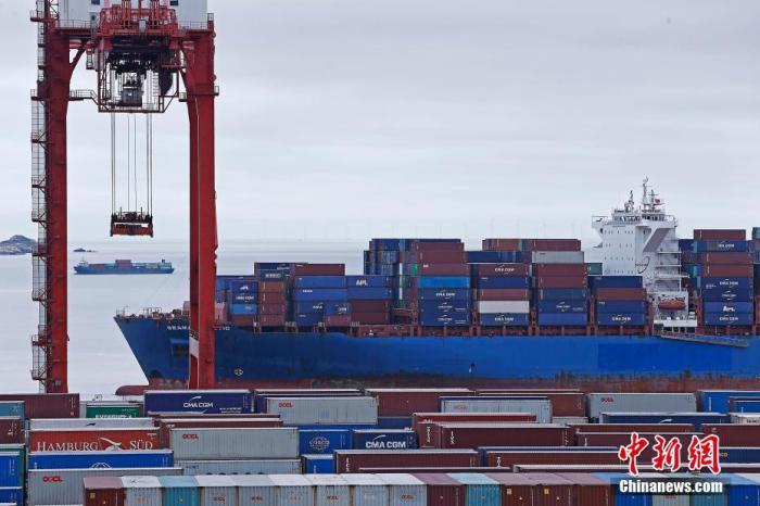 忙碌的上海洋山深水港。 殷立勤 攝