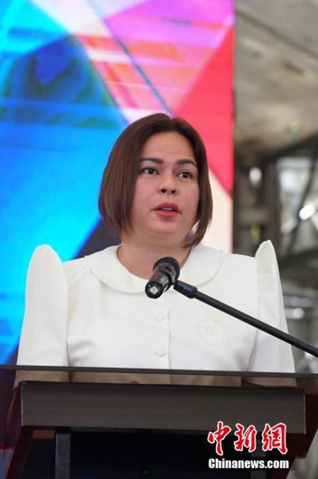 圖為菲律賓副總統(tǒng)莎拉出席儀式并致辭。 <a target='_blank' href='/'>中新社</a>記者 張興龍 攝