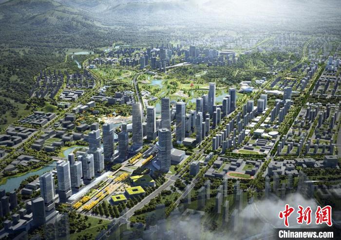 梅溪湖超級(jí)中軸(效果圖)?！∠娼瘓F(tuán)供圖