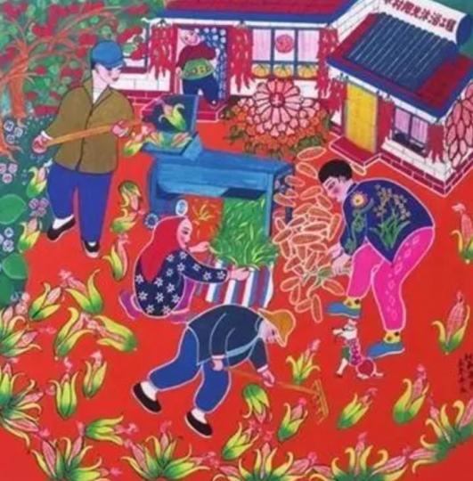 馬春燕創(chuàng)作的《時和年豐》農(nóng)民畫?！∈茉L者供圖