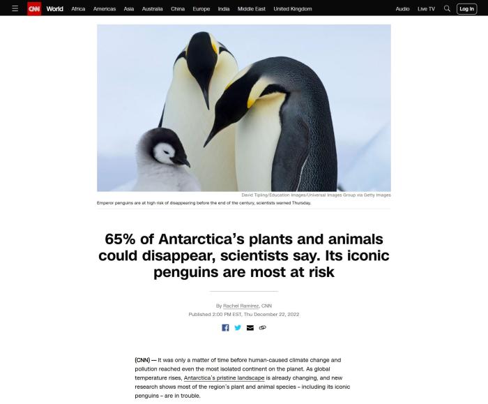 外媒:全球變暖正在加速極地生物滅絕