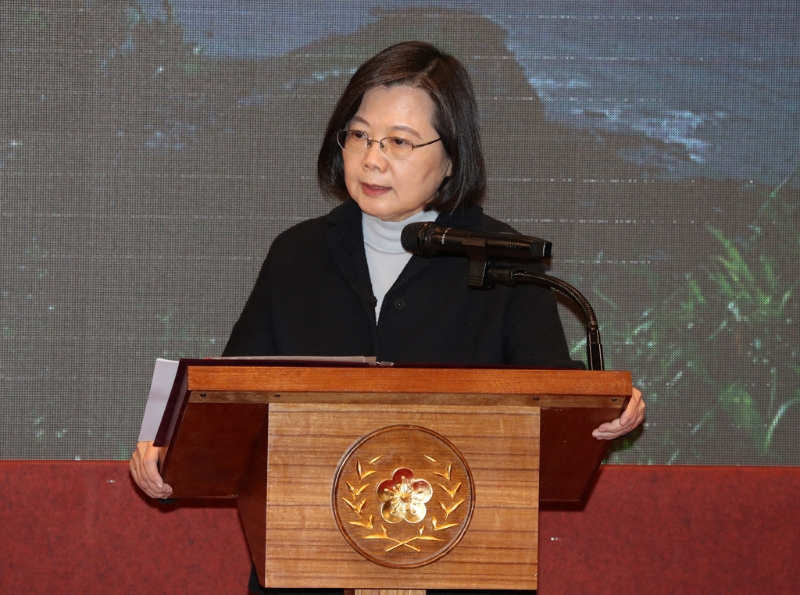 總統(tǒng)蔡英文1日在總統(tǒng)府內(nèi)發(fā)表2023新年談話。（中時資料照／劉宗龍攝）
