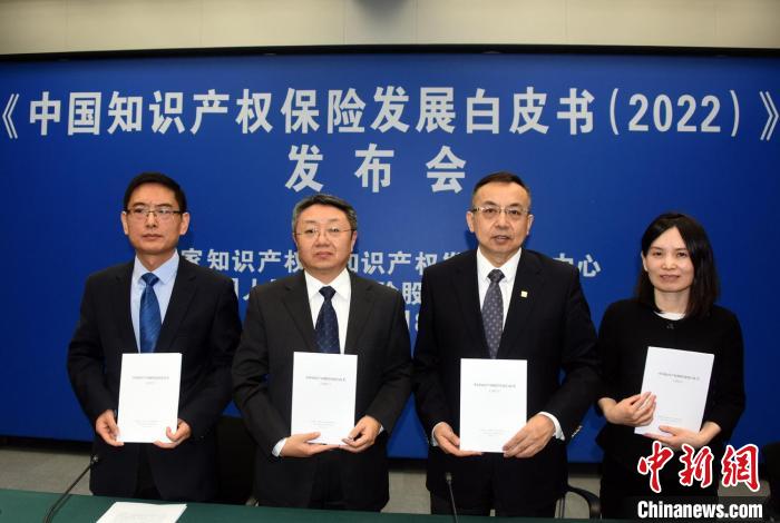 《中國知識產權保險發(fā)展白皮書(2022)》發(fā)布會在國家知識產權局舉行，四位業(yè)界專家對媒體解讀分析。　<a target='_blank' href='/'>中新社</a>記者 孫自法 攝