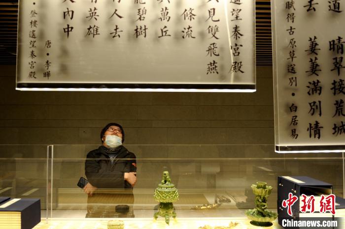 圖為市民觀(guān)賞古詩(shī)文?！「咪?攝