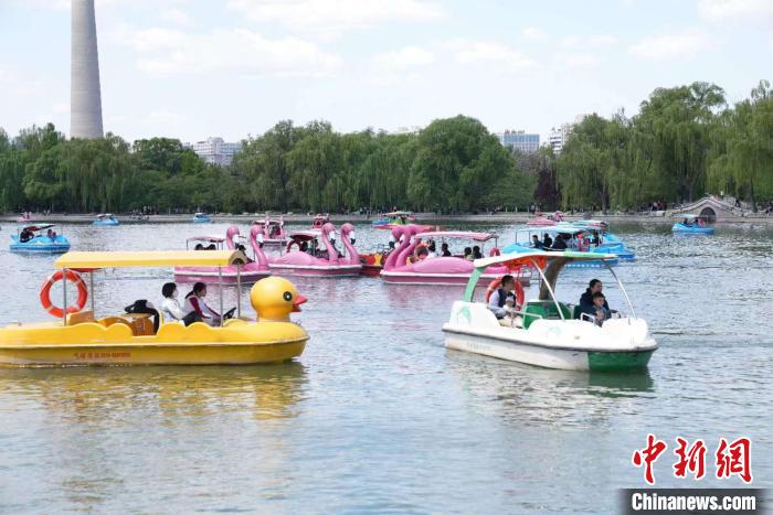 圖為市民游客在北京玉淵潭公園游玩。　北京市園林綠化局供圖