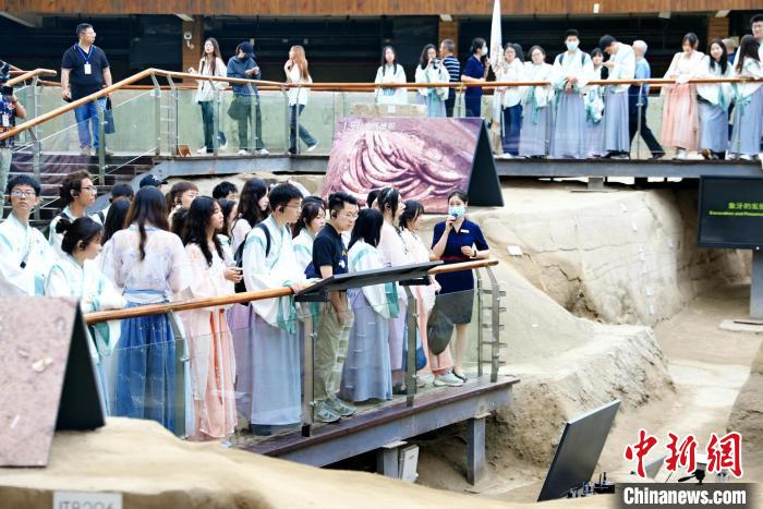 在蓉港澳臺僑大學(xué)生參觀成都金沙遺址博物館?！堄莱?攝