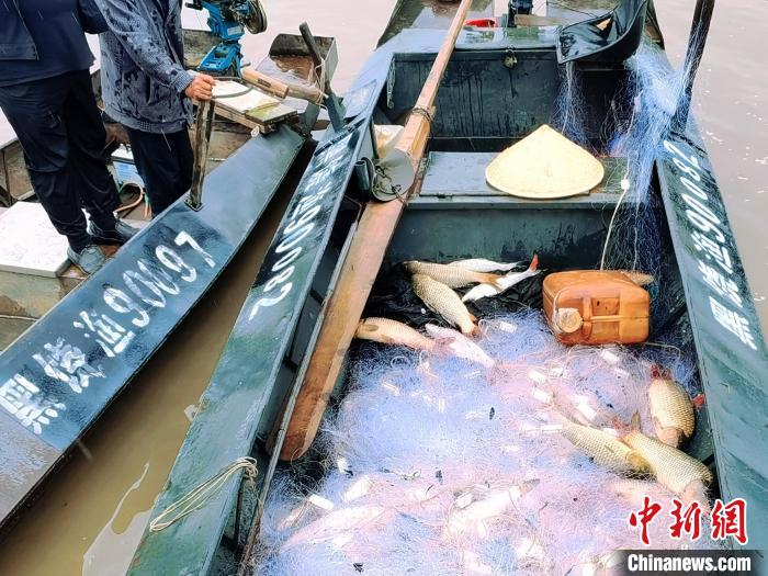 禁漁期結(jié)束，漁民下江打魚(yú)收獲滿(mǎn)滿(mǎn)。　王宇 攝