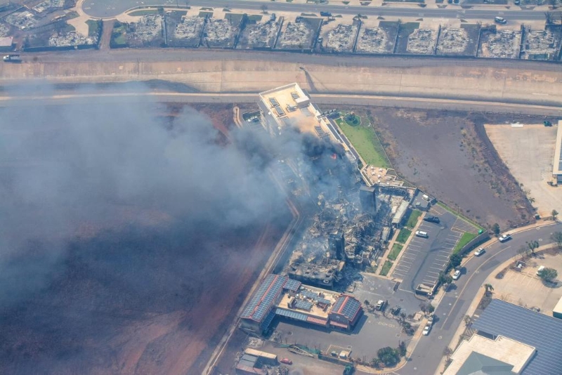　美國夏威夷州毛伊縣8月10日公布的照片顯示野火造成嚴重破壞。新華社發(fā)