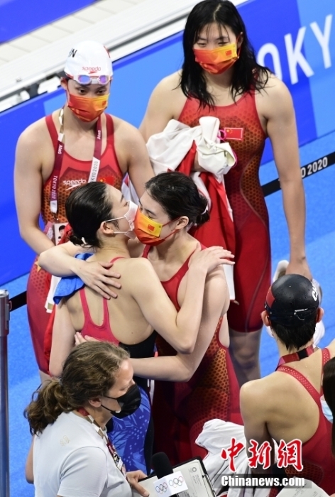 資料圖：東京奧運會賽場，張雨霏與池江璃花子立下杭州亞運之約。圖片來源：視覺中國