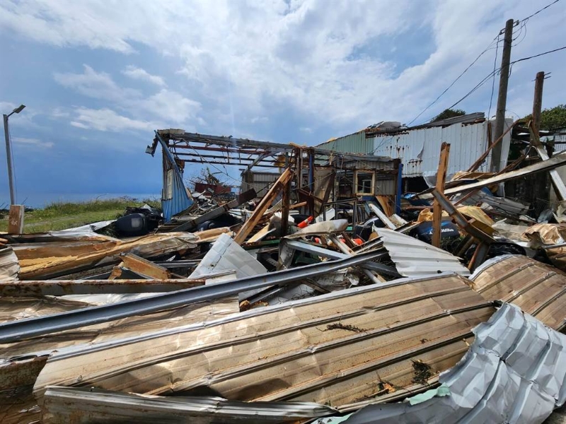 “小犬”臺風(fēng)橫掃蘭嶼，17級強陣風(fēng)讓全島滿目瘡痍，造成嚴(yán)重災(zāi)情。（芥菜種會提供／林良齊臺北傳真） 圖片來源：臺灣“中時新聞網(wǎng)”.jpg