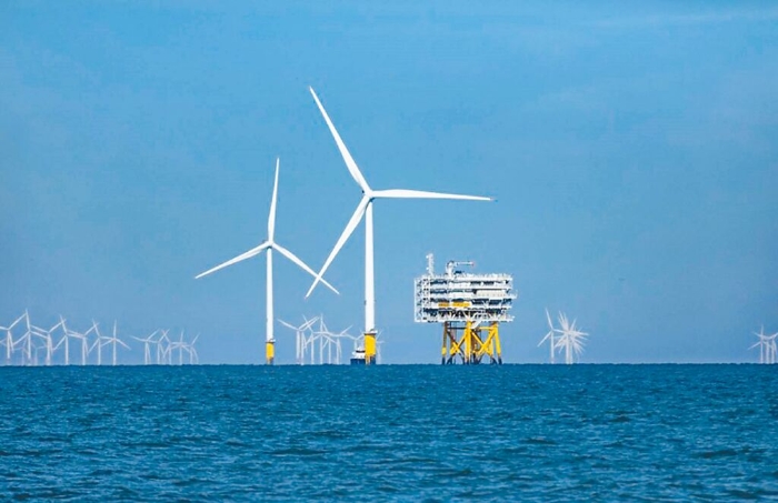 臺灣彰化離岸風電機。 圖片來源：臺灣“中時新聞網(wǎng)”