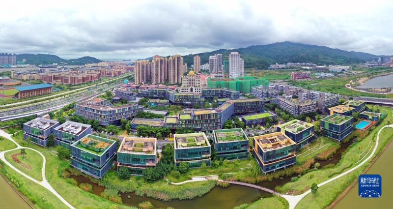 橫琴澳門青年創(chuàng)業(yè)谷（7月30日攝，無人機(jī)照片）。（新華社記者 張金加 攝）