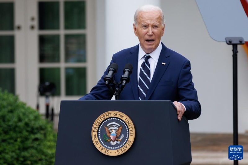 這是5月14日在美國(guó)首都華盛頓拍攝的美國(guó)總統(tǒng)拜登。新華社發(fā)（亞倫攝）