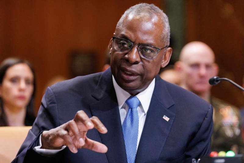 5月8日，美國國防部長奧斯汀在華盛頓國會出席聽證會。（圖源：新華社）