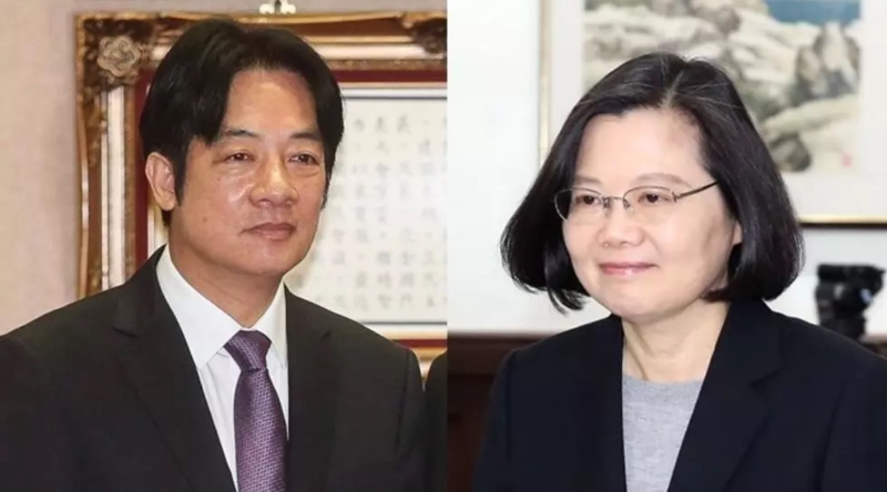 臺灣地區(qū)領導人賴清德（左）與臺灣地區(qū)前領導人蔡英文（右）。（圖源：臺灣“中央社”）
