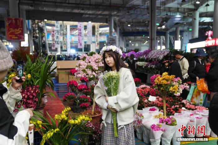 （新春見聞）昆明斗南花市周末人氣旺